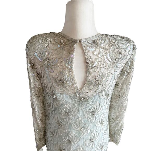 Vintage 1980’s Judith Ann Creations Beaded Gown Small Green - Picture 10 of 14